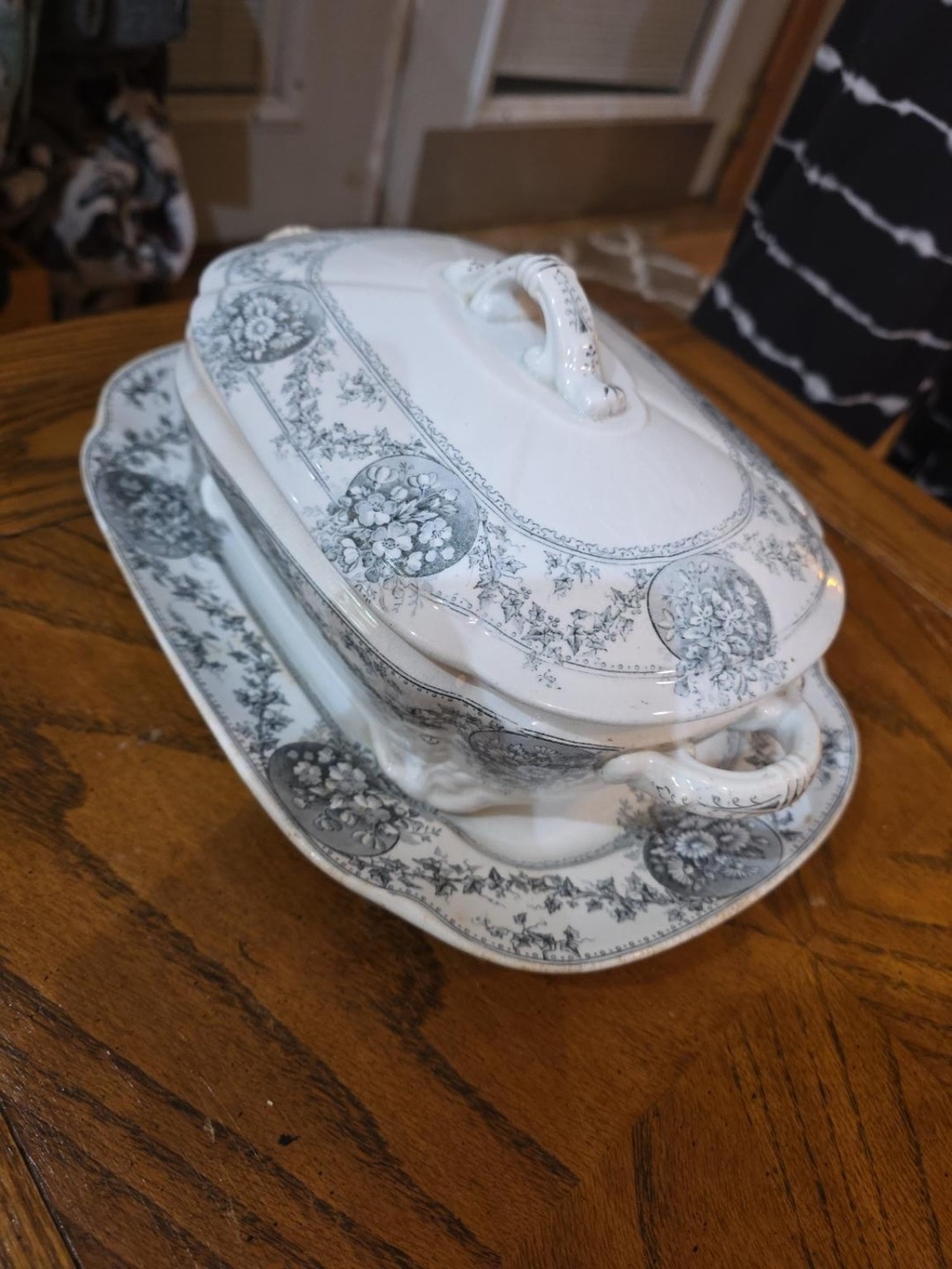 Vintage J&G Meakin Oxford Ironstone Covered Tureen with Underplate